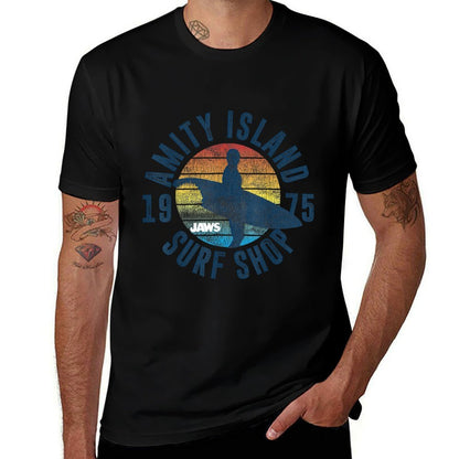 Jaws Amity Island Surf Board  Tagless Design T-Shirt