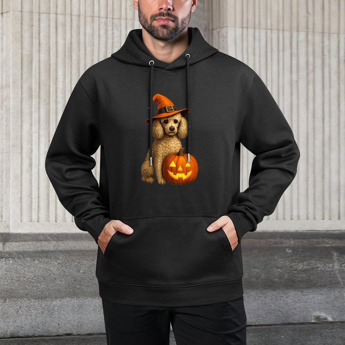 Poodle Halloween Pumpkin Witch Hat Dog Art Family Matching Durable Construction Hoodie