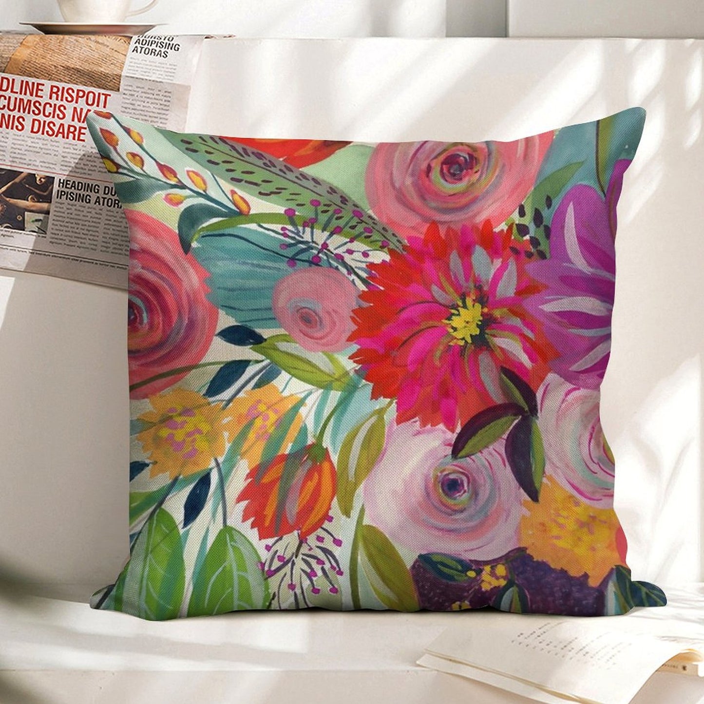 Hope Blooms Linen Throw Pillow Cover