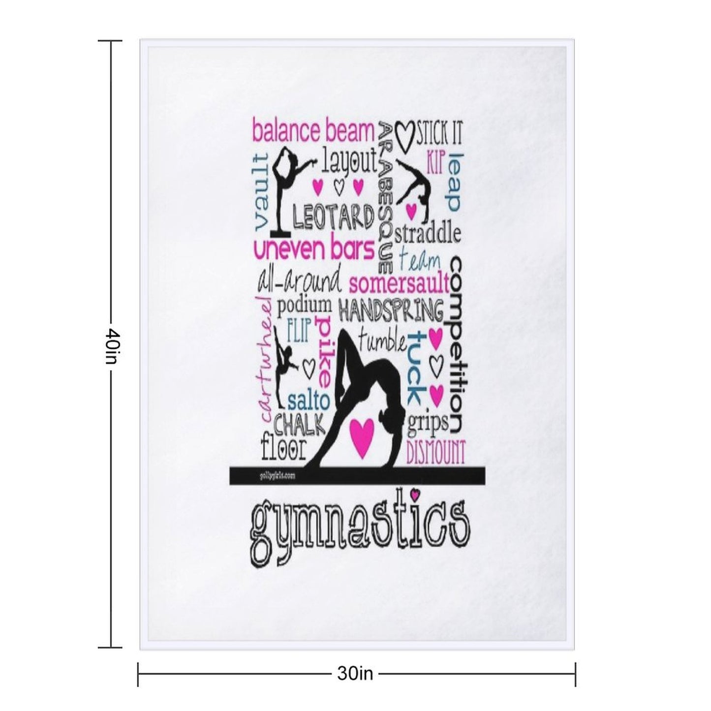 Gymnastics Tri-Color Typography Throw Blanket