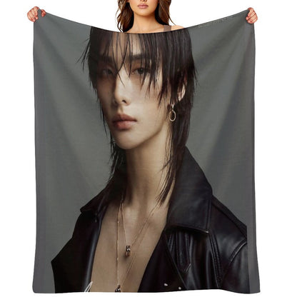 Esquire Hot Hyunjin Stray Kids (스트레이 키즈) IMAGE SKZ Kpop Ot8 Throw Blanket