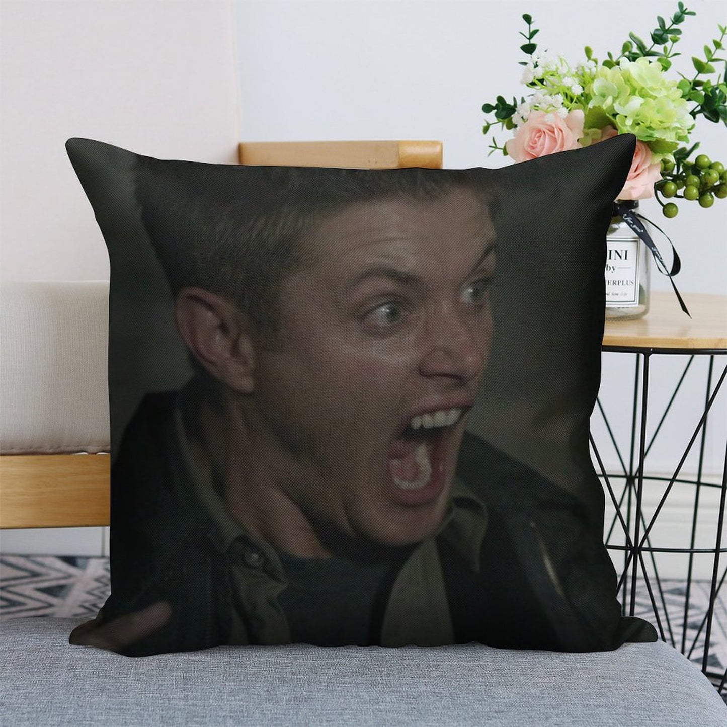 Dean Winchester Scream Linen Throw Pillow Cover