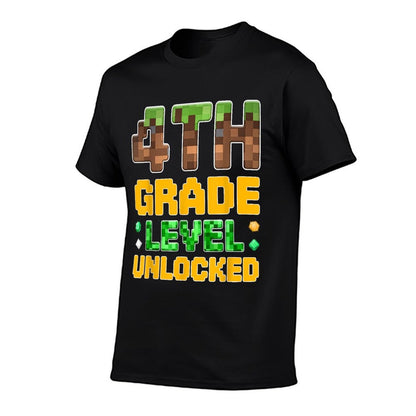 Back to School 4th Grade Boys Gamer First Day Fourth Grade  Ribbed Collar T-Shirt