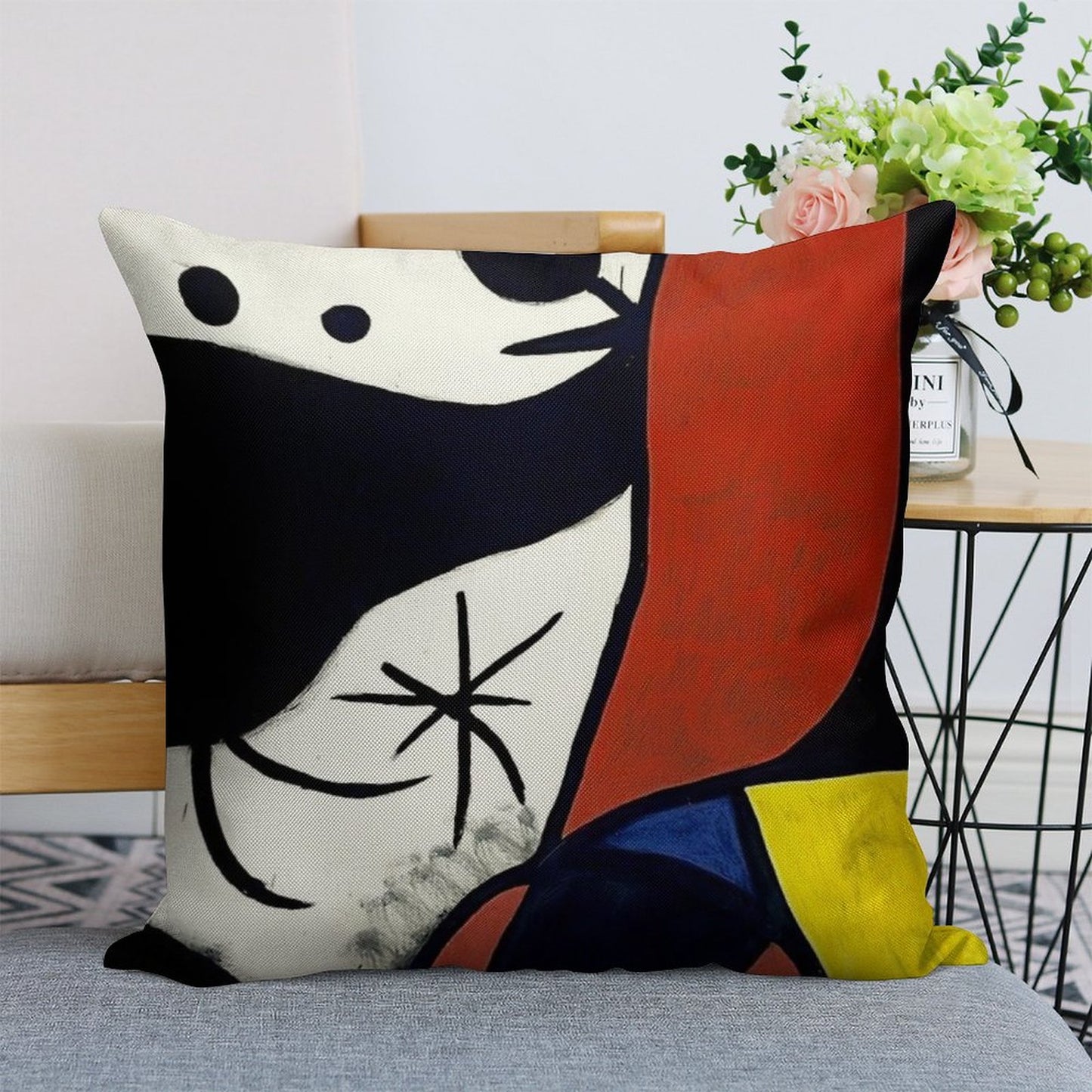 Mirò Art 1 Linen Throw Pillow Cover