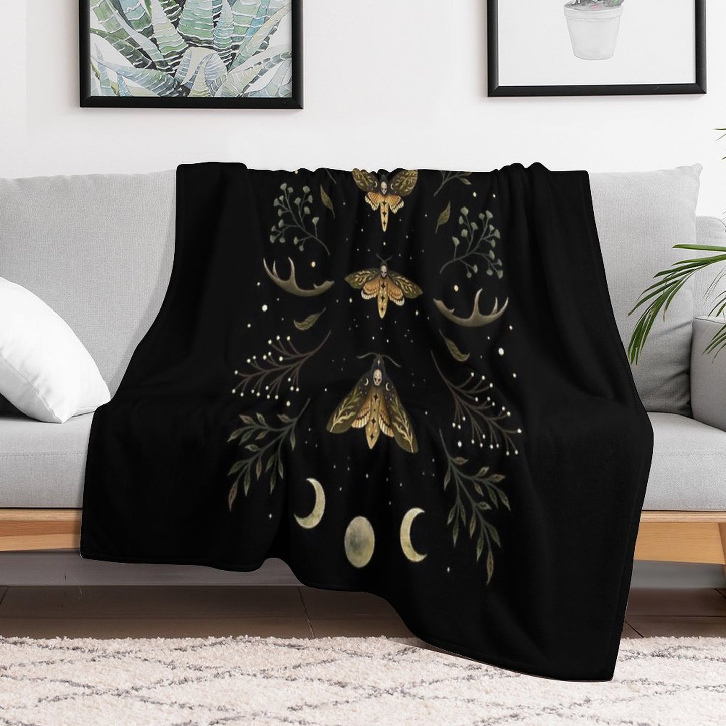Death Head Moths Night Throw Blanket