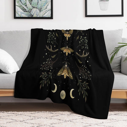 Death Head Moths Night Throw Blanket