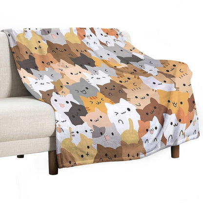 Sweet Happy Cub Kittens - Cats Pattern Throw Blanket