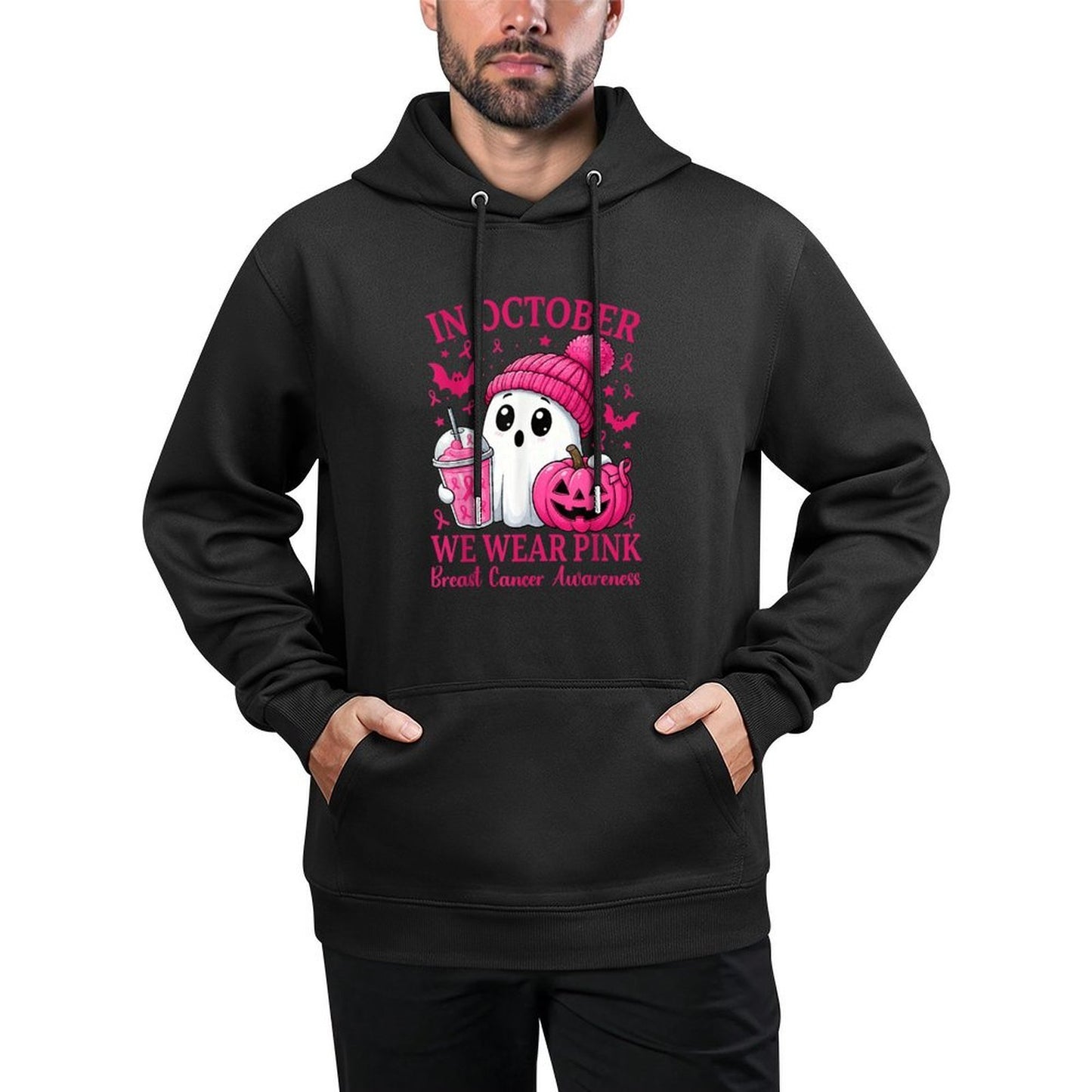 Breast Cancer Halloween Women in October We Wear Pink Shrink-Resistant Hoodie
