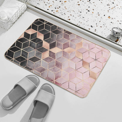 Pink And Grey Gradient Cubes Bath Mat