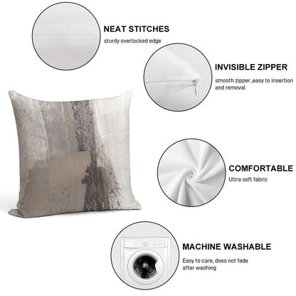 Taupe And Charcoal Grey Modern Abstract Painting Soft High-Density Material Throw Pillow