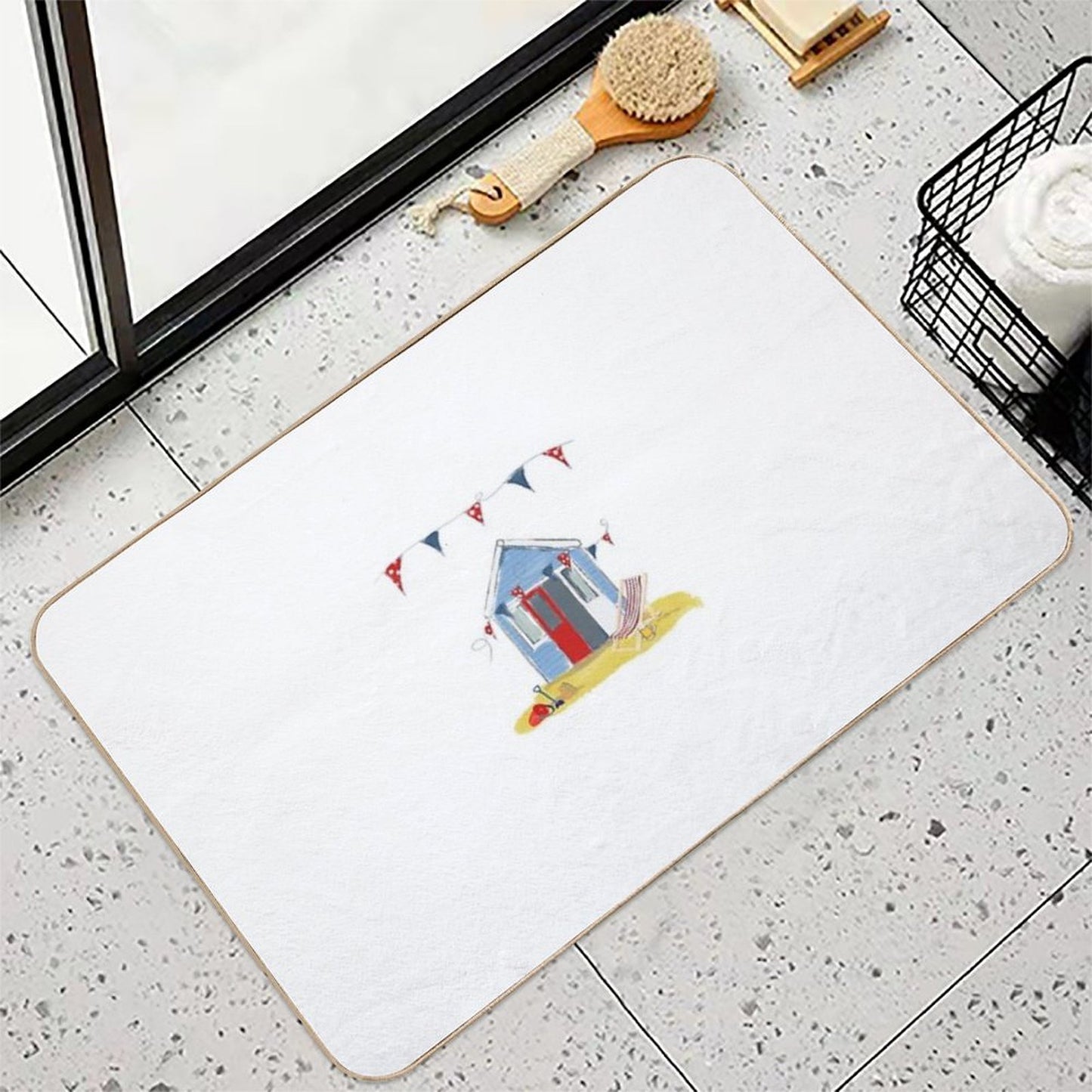 #Beach Hut Seaside Bath Mat