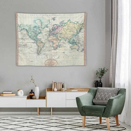 Vintage Map of The World Tapestry