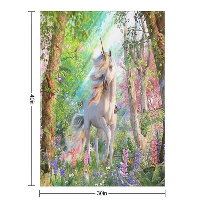 Unicorn Enchanted Forest Throw Blanket