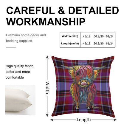 SCoTTiSH HiGHLaND CoW ' TaRTaN BRaVe ONe ' by SHiRLeY MacARTHuR Linen Throw Pillow Cover