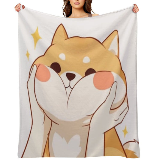 Kawaii Shiba Inu Throw Blanket