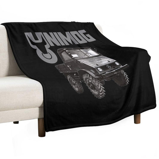 UNIMOG Oldschool (on Black) Throw Blanket