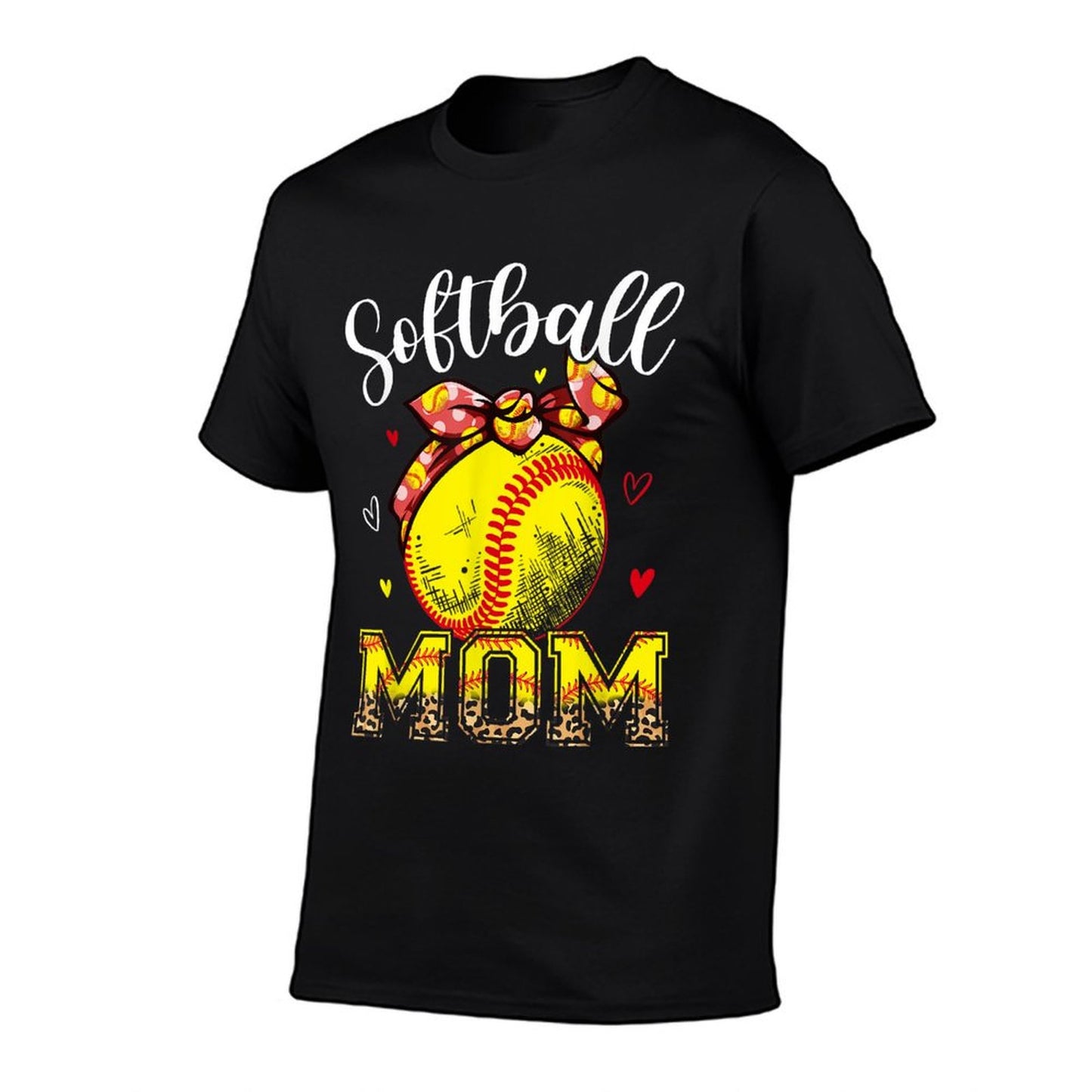 Softball Mom Headband Leopard Softball Ball Mothers Day Mama T-Shirt