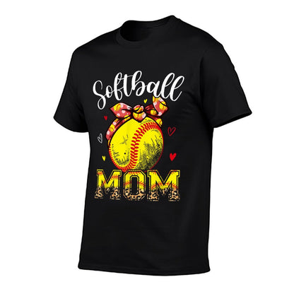 Softball Mom Headband Leopard Softball Ball Mothers Day Mama T-Shirt
