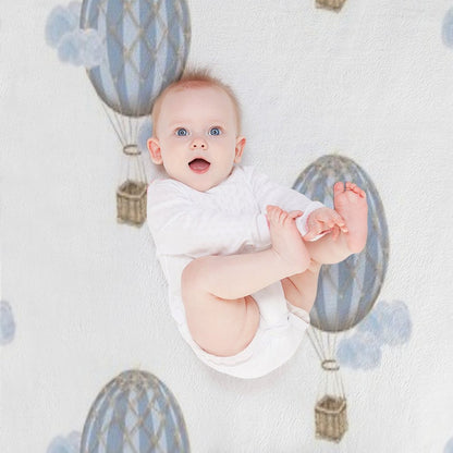 Blue Vintage Hot Air Balloon Throw Blanket