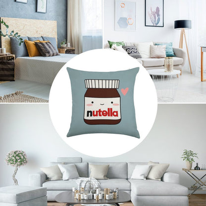 Cute Nutella Jar Linen Throw Pillow Cover