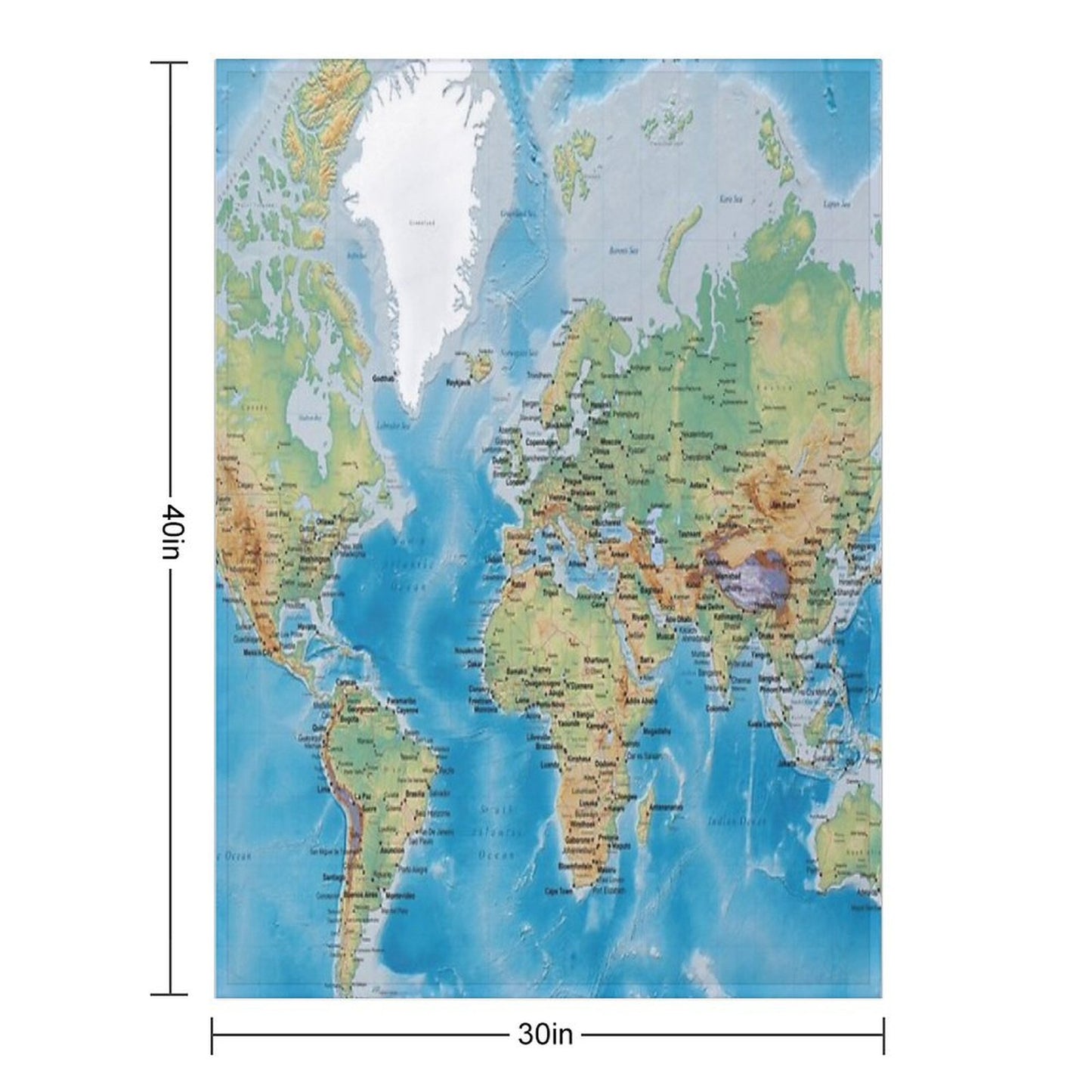 Huge Detailed World Map - Great for Homeschooling Throw Blanket