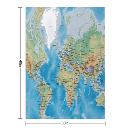 Huge Detailed World Map - Great for Homeschooling Throw Blanket