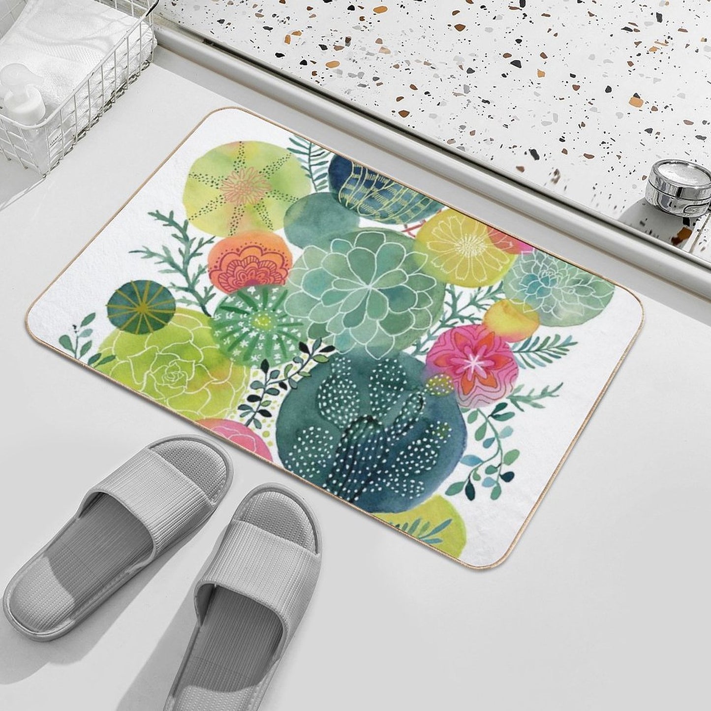 Succulent Circles Bath Mat