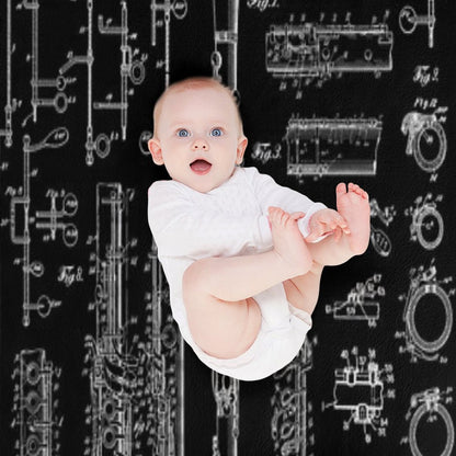 Clarinet Vintage Patent Clarinetist Drawing Print Throw Blanket