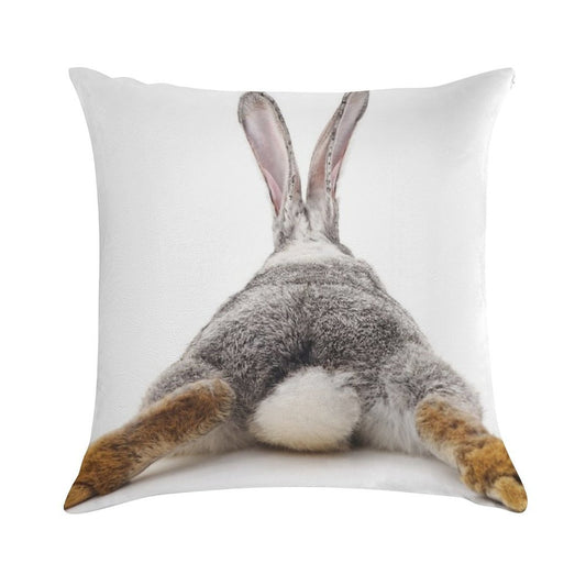 Just Relax Rabbit - View from Behind Soft Washable Throw Pillow