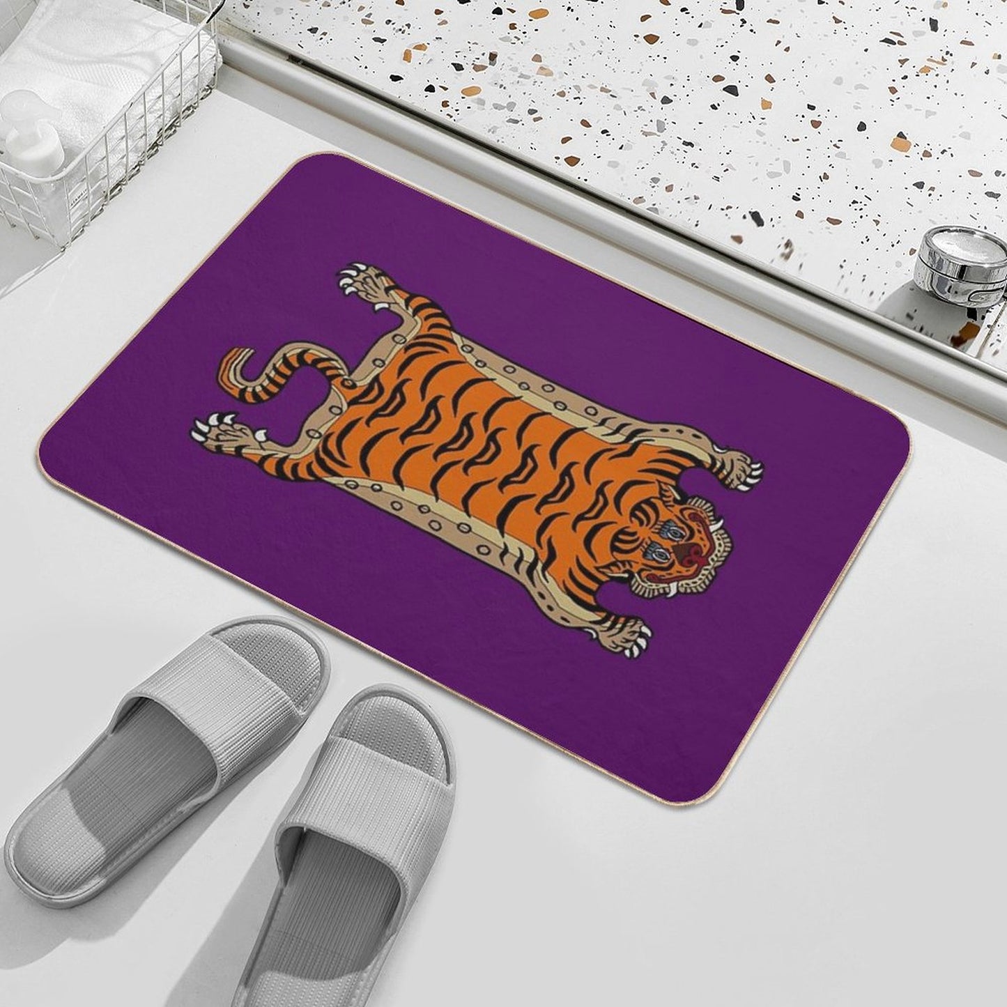 TIBETAN TIGER RUG-purple Bath Mat