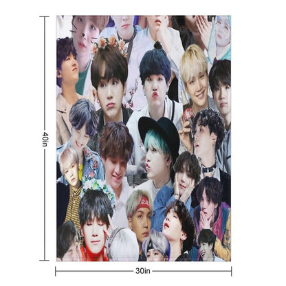 Suga BTS Collage Throw Blanket