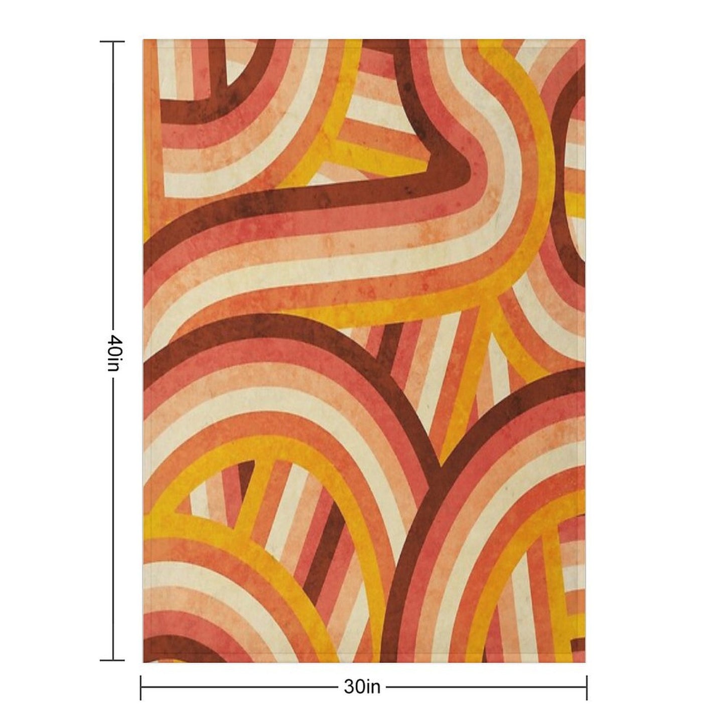 Vintage Orange 70's Style Rainbow Stripes Throw Blanket