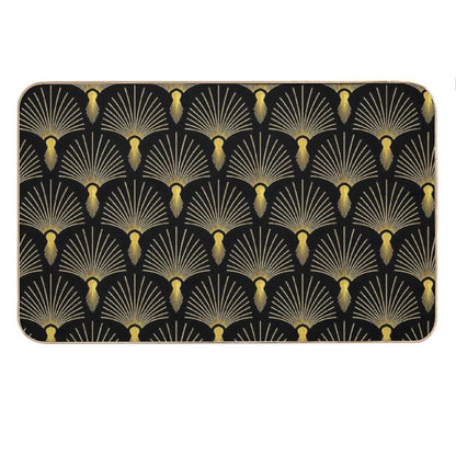 Vintage Hollywood Elegant Golden And Black Art Deco Bath Mat