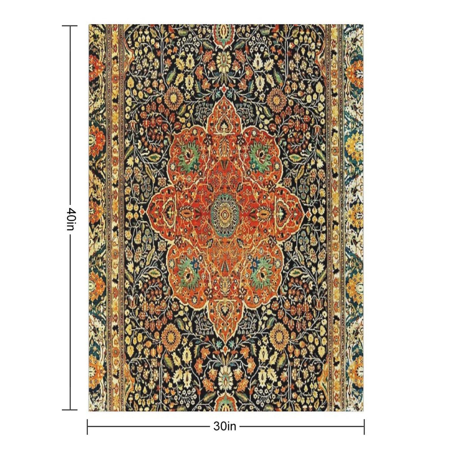 Antique Persian Mohtashem Kashan Rug Print Throw Blanket