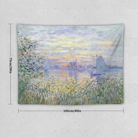 Claude Monet  Soleil Couchant Sur La Seine À Lavacourt - Sunset on The Seine Tapestry