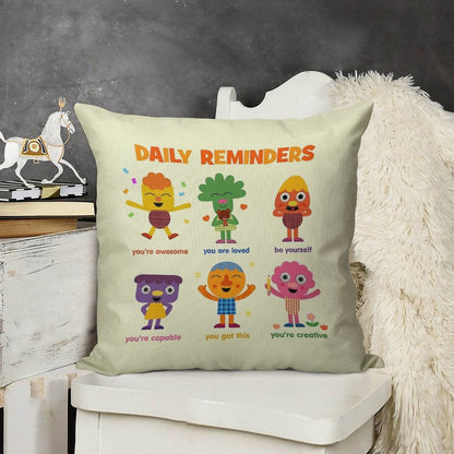 Noodle & Pals  Daily Reminders Linen Throw Pillow Cover