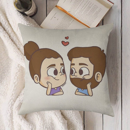 Together - Pibubear Linen Throw Pillow Cover