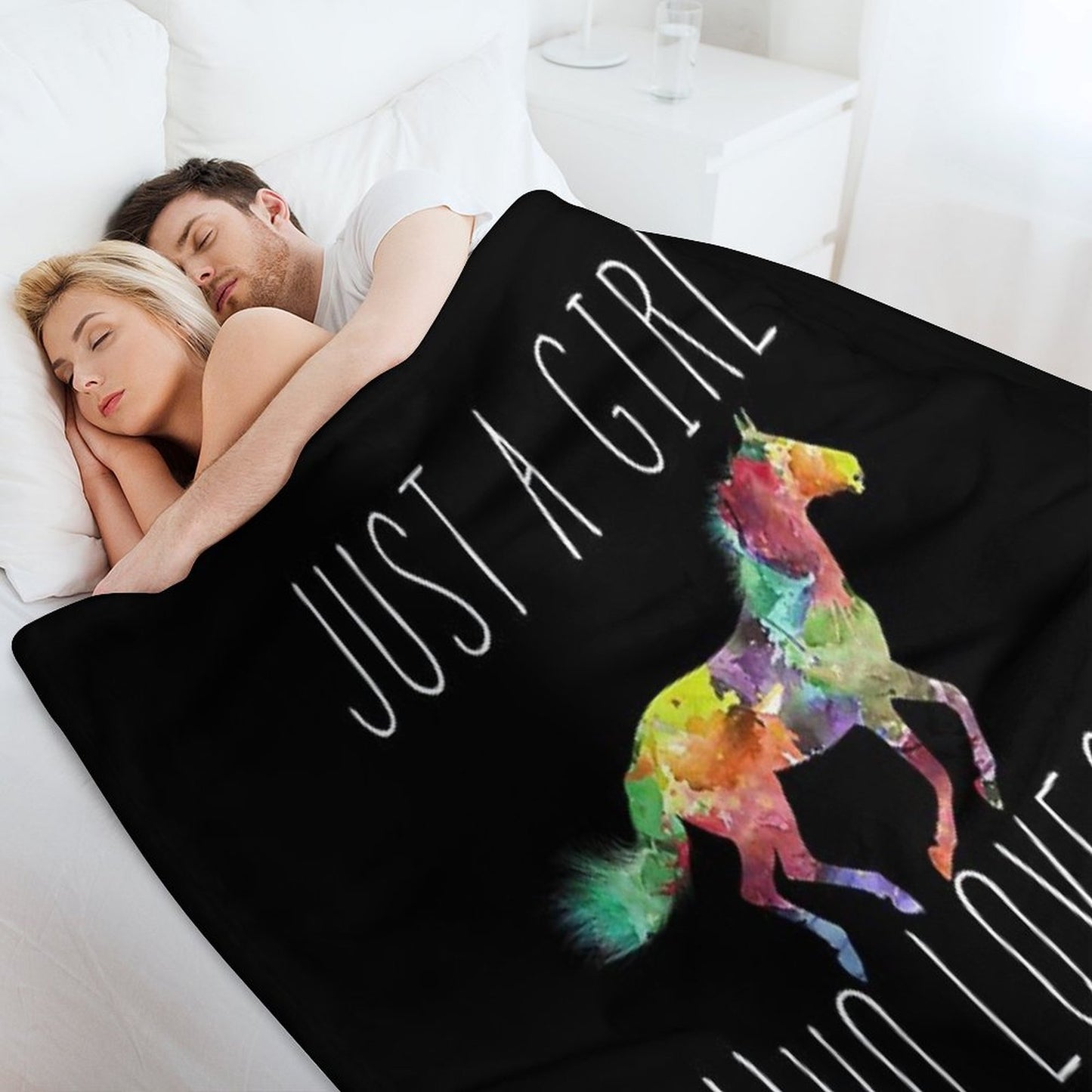 Just A Girl Who Loves Horses Throw Blanket