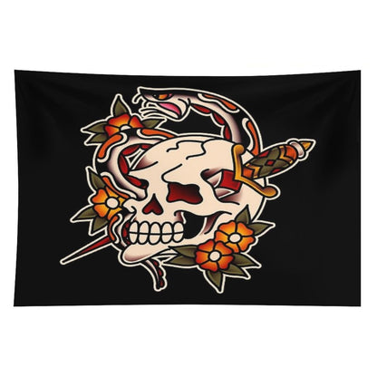 Salty-Dog Death And Rebirth Skull Motif Tapestry