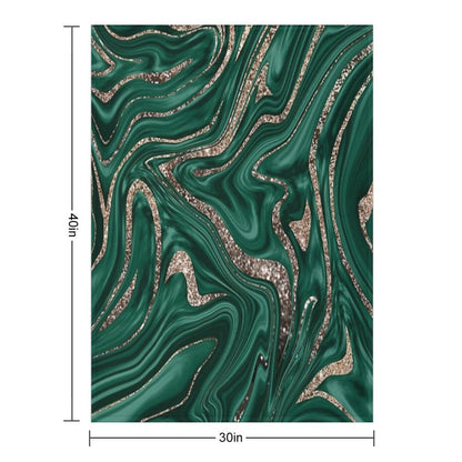 Emerald Green Black Gold Glam Marble #1 (Photo of Glitter Only - Not Reflective) Throw Blanket