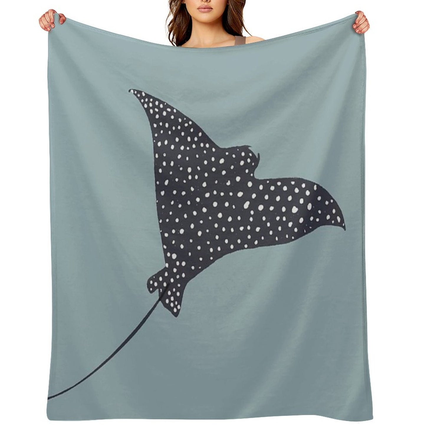 Stingray Fish Illustration Throw Blanket