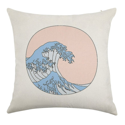 Aesthetic Wave Linen Throw Pillow Cover