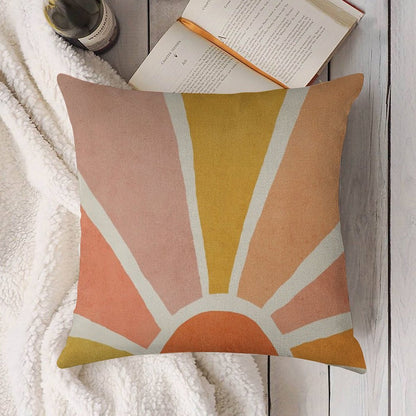 Sun, Abstract, Mid Century Modern Kids Wall Art, Nursery Room Linen Throw Pillow Cover