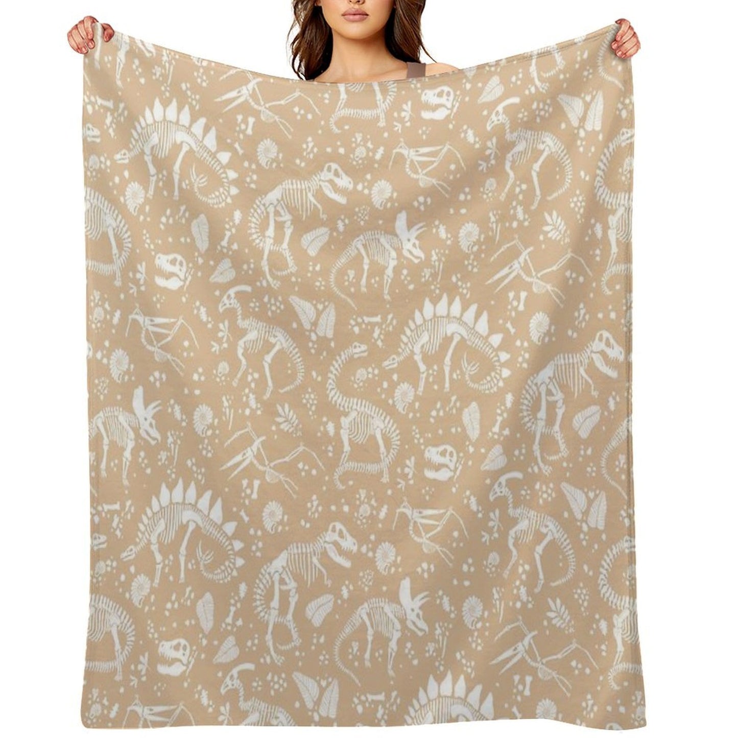 Excavated Dinosaur Fossils - Taupe Throw Blanket