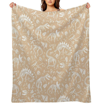 Excavated Dinosaur Fossils - Taupe Throw Blanket