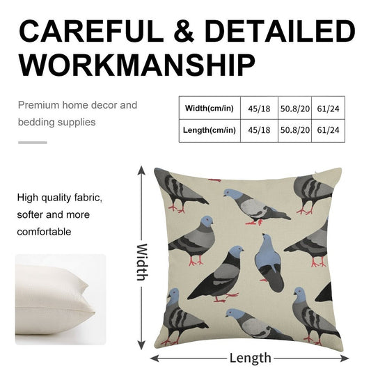 Design 33 - The Pigeons Linen Throw Pillow Cover