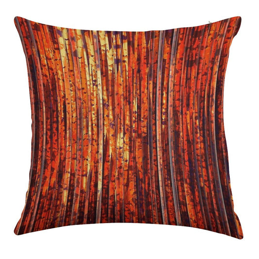 Abstract Orange Stripes Linen Throw Pillow Cover