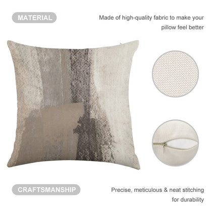 Taupe And Charcoal Grey Modern Abstract Painting Linen Throw Pillow Cover