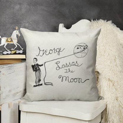 Moon Capture Linen Throw Pillow Cover