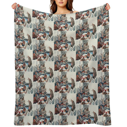 Wood Chopping Friends Throw Blanket